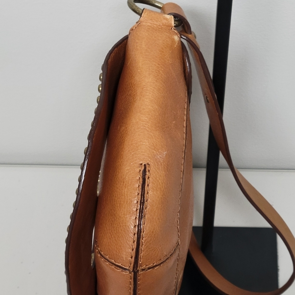 Michael Kors Vintage Studded Small Cognac Leather Saddle Shoulder Bag. - Picture 4 of 16